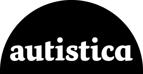 Autistica logo, black semi circle with white font