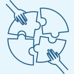 Graphic of hands grabbing puzzle pieces
