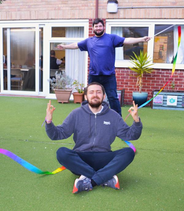 Two Serendipity group members celebrate in Portsmouth.