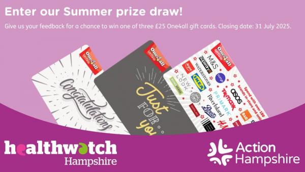 Graphic for Healthwatch Hampshire's summer prize draw