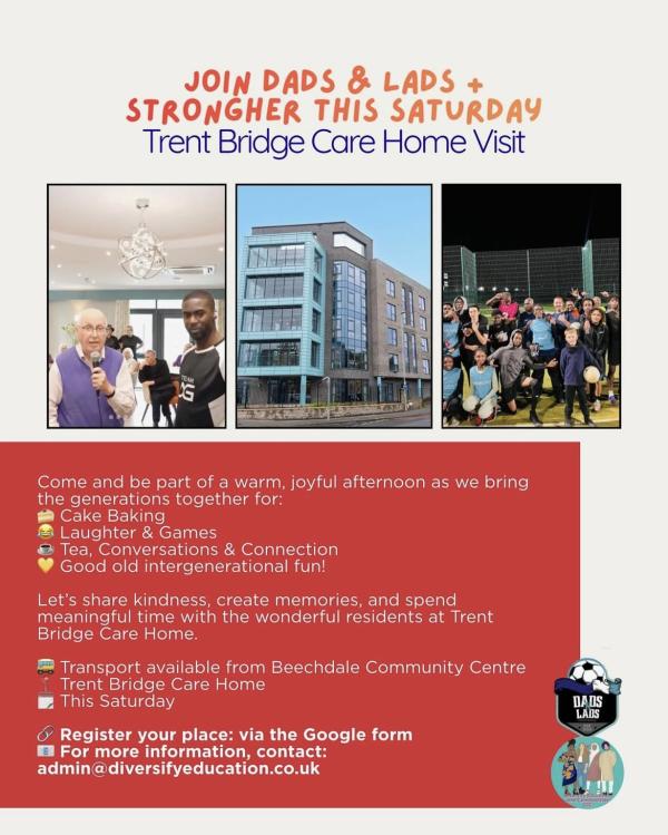 Join dads & lads and Strongher this Saturday! Trent Bridge care home visit