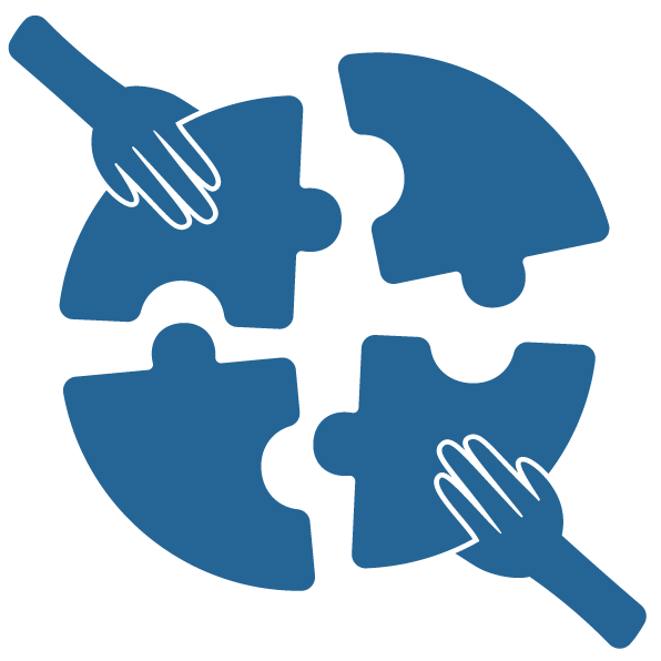 Graphic of hands grabbing jigsaw pieces