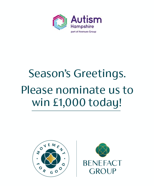 Season's Greeting - Please nominate us to win £1,000 today - Movement for Good logo.