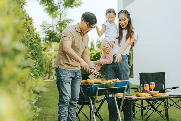 Family outdoor barbeque