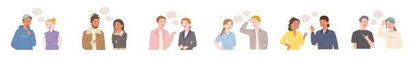 groups of two people talking